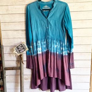 Button Front Long Sleeve Tunic/Dress